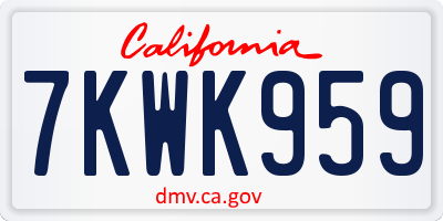 CA license plate 7KWK959