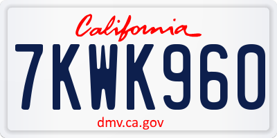 CA license plate 7KWK960