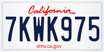 CA license plate 7KWK975