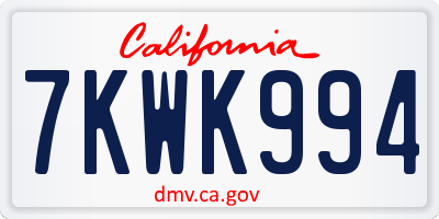 CA license plate 7KWK994