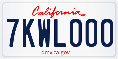 CA license plate 7KWL000