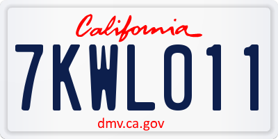 CA license plate 7KWL011