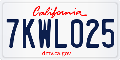 CA license plate 7KWL025