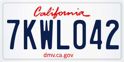CA license plate 7KWL042