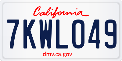CA license plate 7KWL049