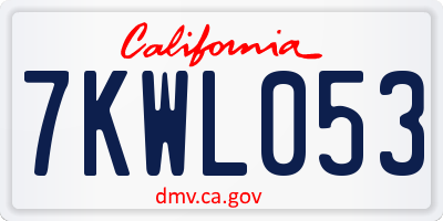 CA license plate 7KWL053