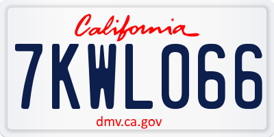 CA license plate 7KWL066