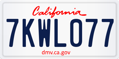CA license plate 7KWL077