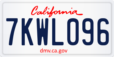CA license plate 7KWL096