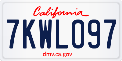 CA license plate 7KWL097
