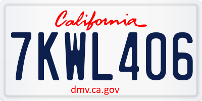 CA license plate 7KWL406