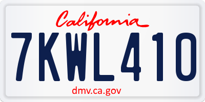 CA license plate 7KWL410