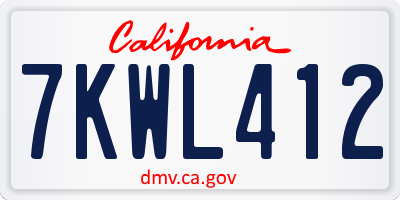 CA license plate 7KWL412
