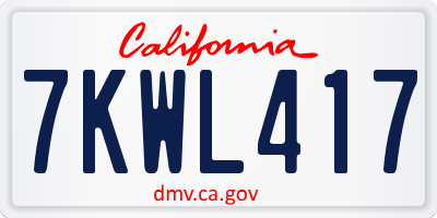 CA license plate 7KWL417
