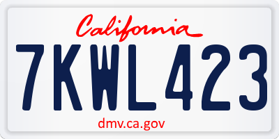 CA license plate 7KWL423