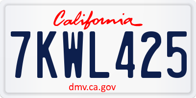 CA license plate 7KWL425