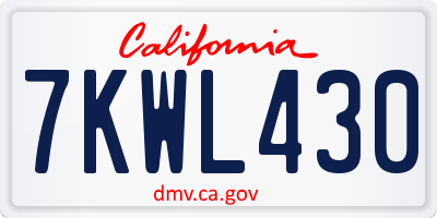 CA license plate 7KWL430