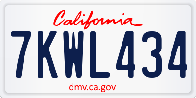 CA license plate 7KWL434