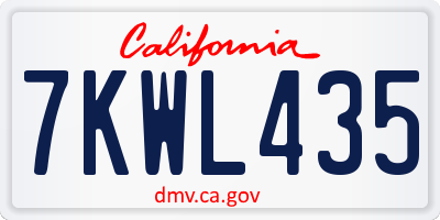 CA license plate 7KWL435