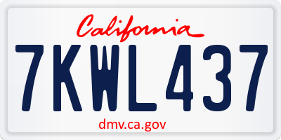CA license plate 7KWL437