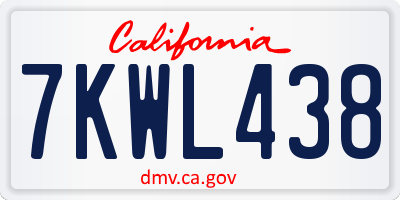 CA license plate 7KWL438