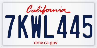 CA license plate 7KWL445