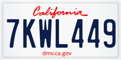 CA license plate 7KWL449