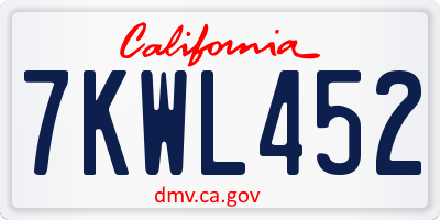 CA license plate 7KWL452