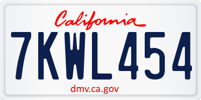 CA license plate 7KWL454