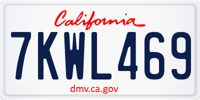 CA license plate 7KWL469