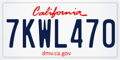 CA license plate 7KWL470