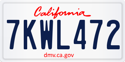 CA license plate 7KWL472