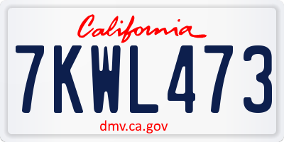 CA license plate 7KWL473
