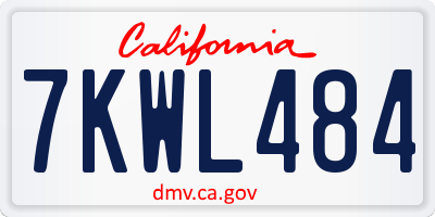 CA license plate 7KWL484