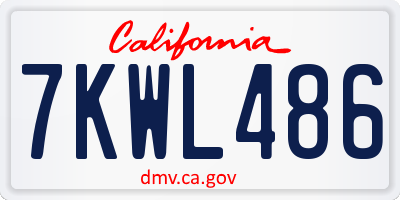 CA license plate 7KWL486