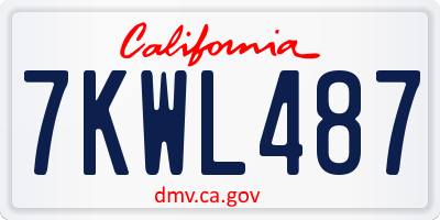 CA license plate 7KWL487