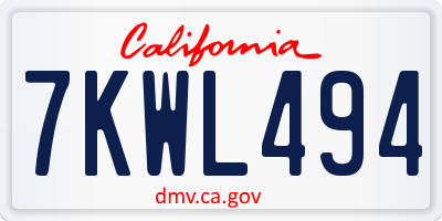 CA license plate 7KWL494