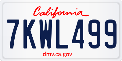 CA license plate 7KWL499