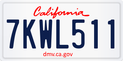 CA license plate 7KWL511