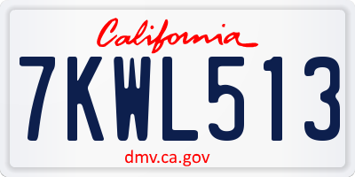 CA license plate 7KWL513