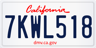 CA license plate 7KWL518