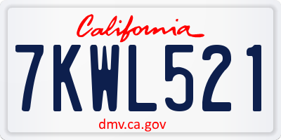 CA license plate 7KWL521