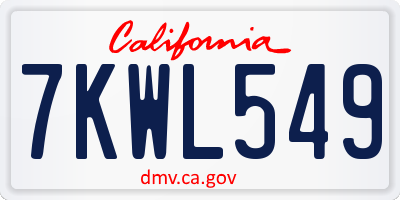 CA license plate 7KWL549