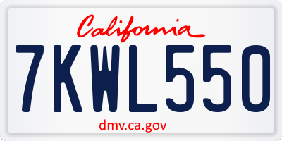 CA license plate 7KWL550