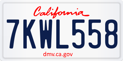CA license plate 7KWL558