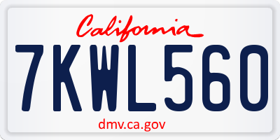 CA license plate 7KWL560