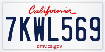 CA license plate 7KWL569
