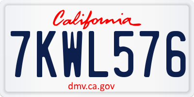 CA license plate 7KWL576