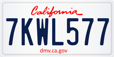 CA license plate 7KWL577