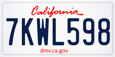 CA license plate 7KWL598